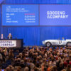 (L-R) David Gooding and Charlie Ross sell the 1959 Ferrari 250 GT LWB California Spider for $18,150,000. 
Image copyright and courtesy of Gooding & Company. Photo by Mike Maez.